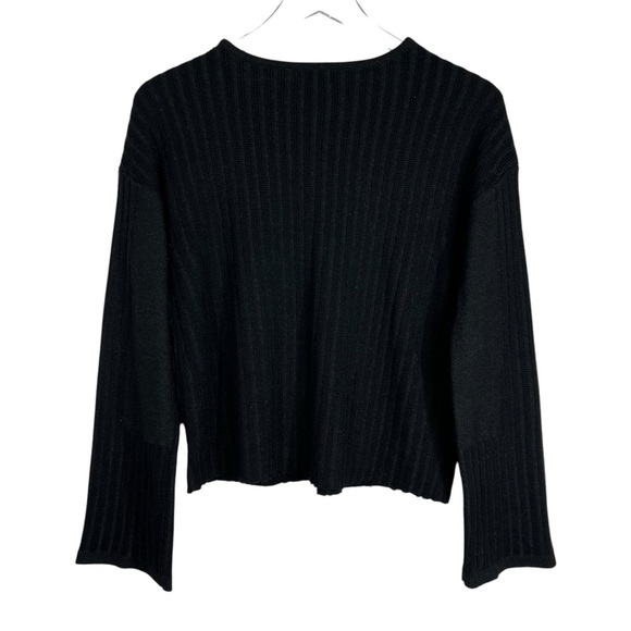 SMARTWOOL Black V-Neck Ribbed Knit Sweater with Flare Sleeve Women's Size Small - Picture 4 of 6